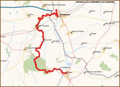 Itinéraire d'Antrain (35) à Pontorson (50)
