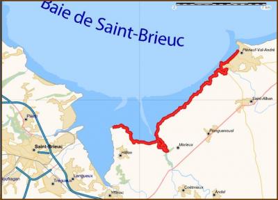 Itinéraire de Pléneuf Val André (22) à Hillion - La Pointe des Guettes (22)