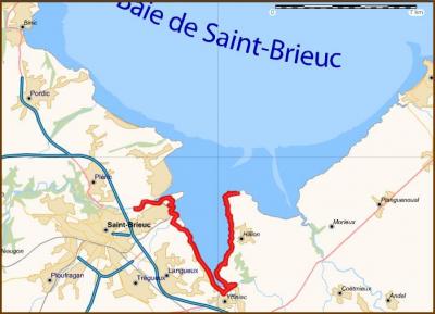 Itinéraire de Hillion - La Pointe des Guettes (22) à Saint Brieuc (22)